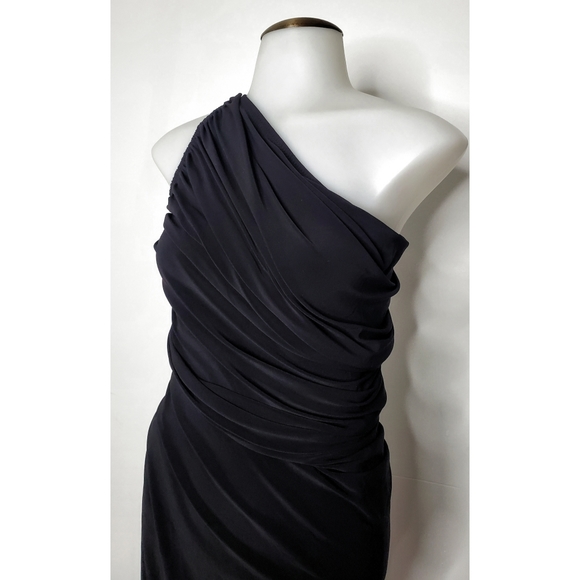 REVOLVE - Norma Kamali | Black Diana One Shoulder Asymmetrical Gown Maxi Dress - Picture 6 of 12